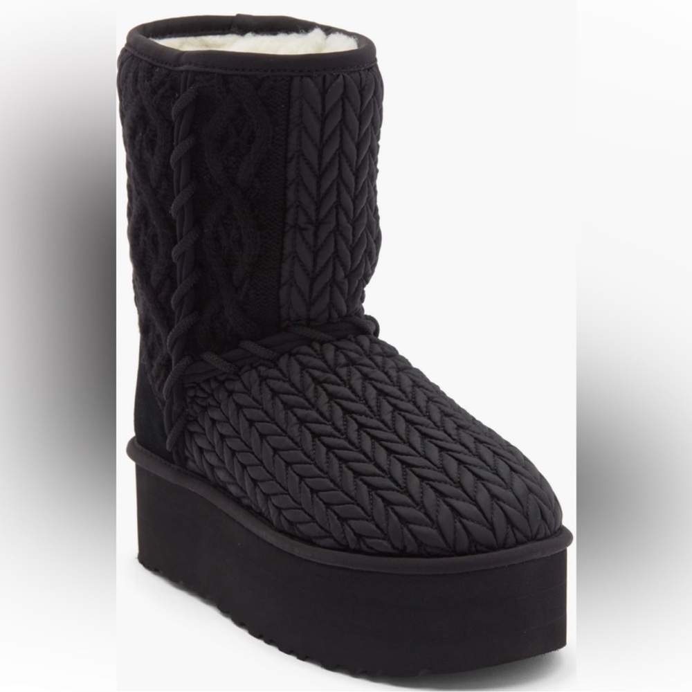 UGG Black Knit Platform Winter Boots